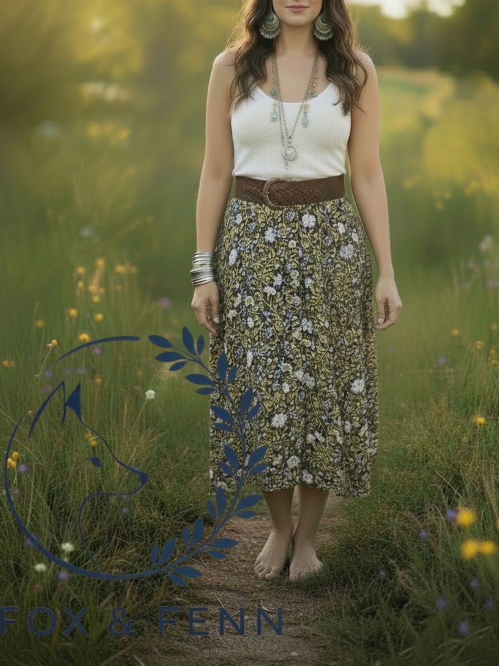 Catherine Malandrino Yellow and Green Floral‎ Maxi Skirt